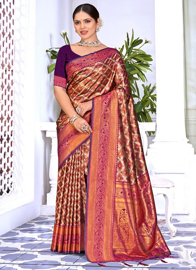 Silk Purple Festival Wear Weaving Saree